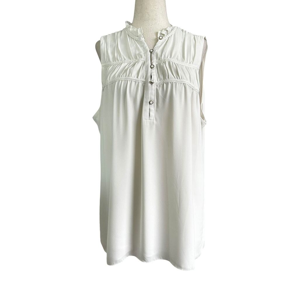 White House Black Market Ivory Lined Blouse Women's Size XL | 44-20